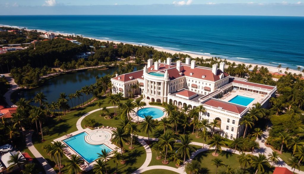 Aerial view of Mar-a-Lago resort in Palm Beach, Florida