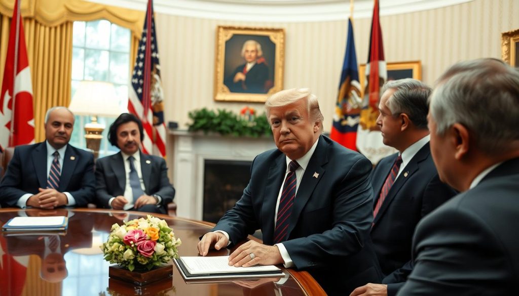 Donald Trump meeting with foreign leaders at the White House