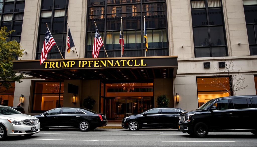Trump International Hotel in Washington DC with diplomatic vehicles parked outside Trump International Hotel in Washington DC with diplomatic vehicles parked outside